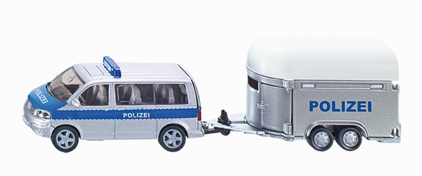 Polizeiauto mit Pferde-Transport-Anhänger
